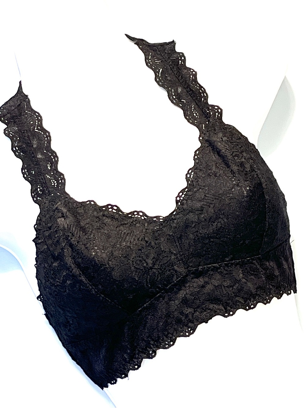 Felina Lined Black Lace Bralette Wireless Razeback Size Small